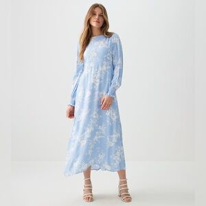 NWT Ardene Viral Light Blue Floral Long Sleeve Modest Dress New with Tags